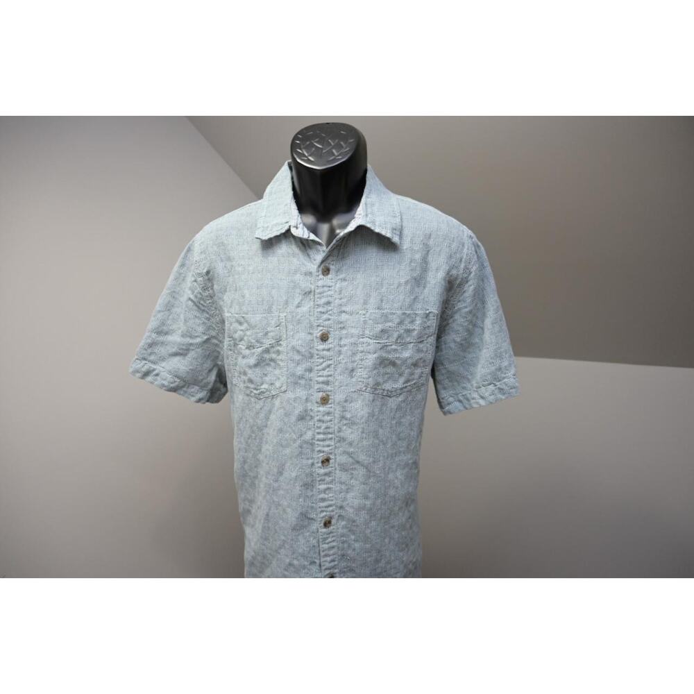 Carbon 2 Cobalt Casual Button Up Shirt Blue Linen Cotton Mens Size Medium